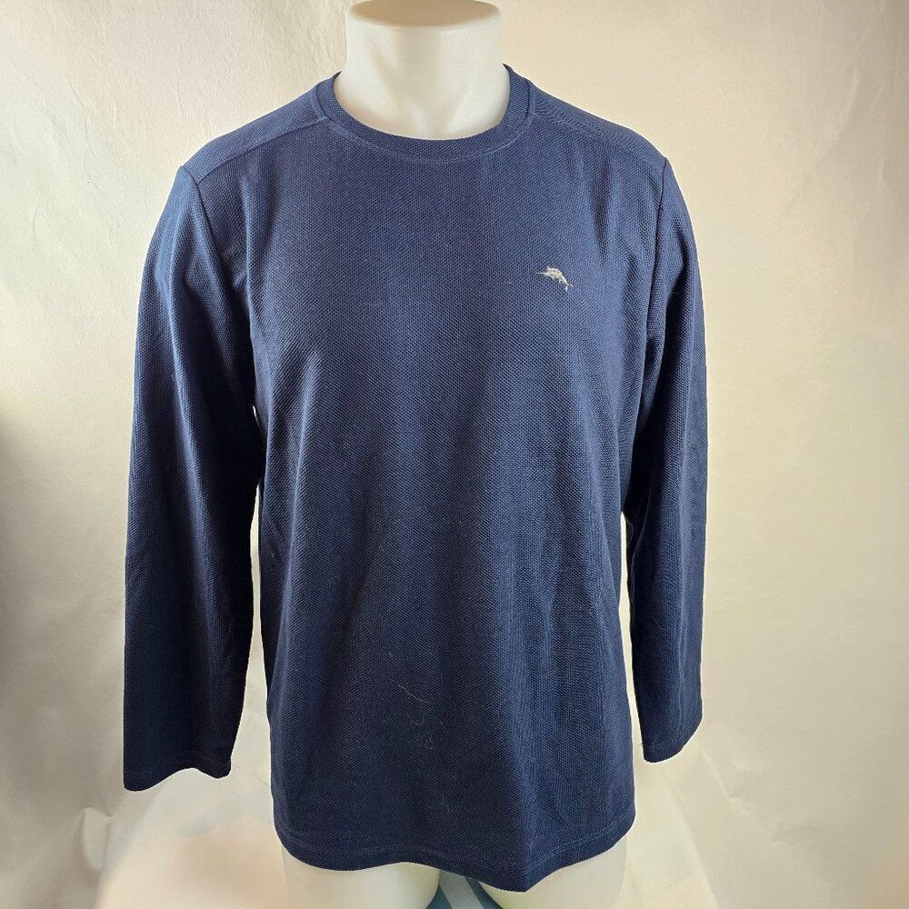 Tommy Bahama T Shirt Mens Medium Blue Thermal Casual Pullover Tee Marlin Logo